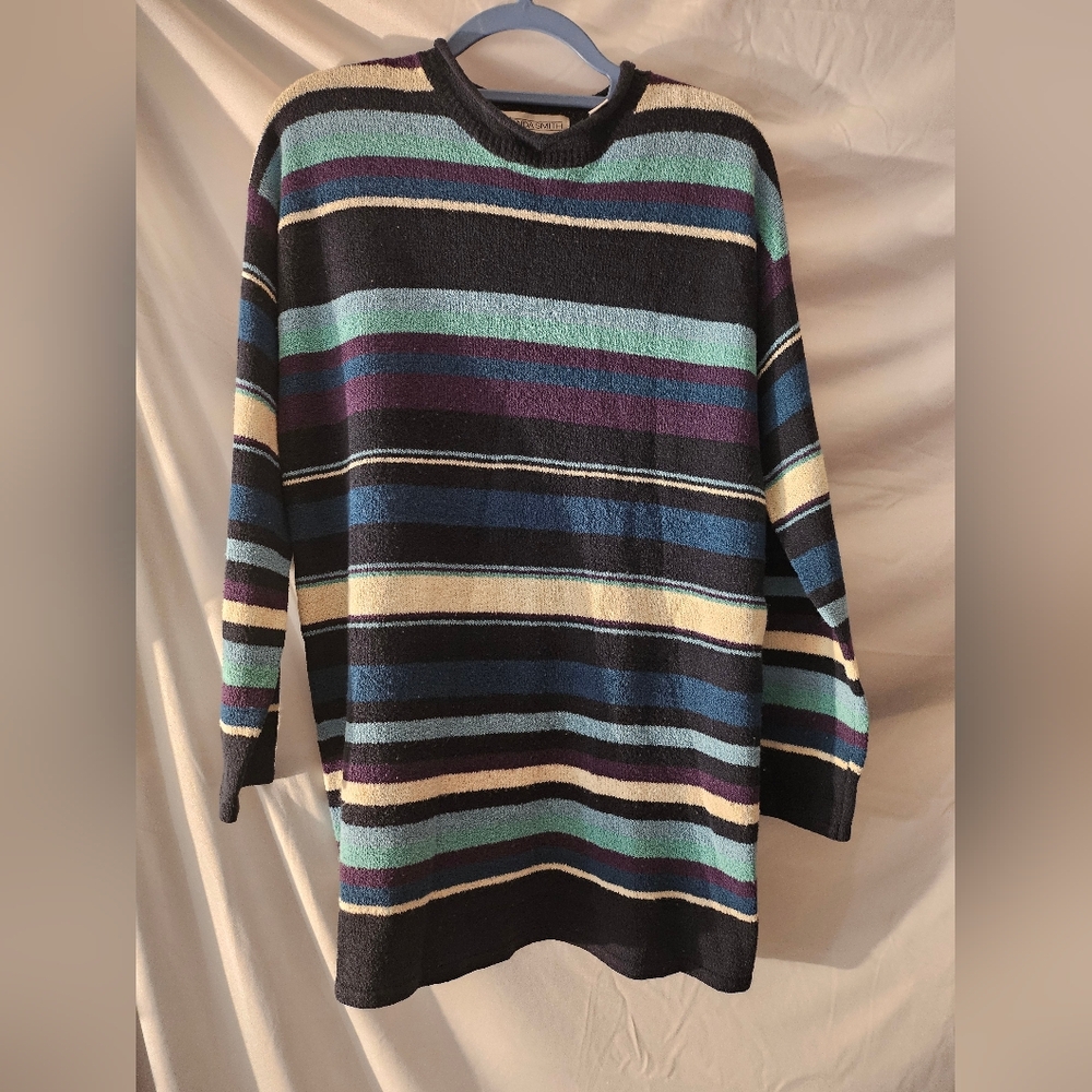 Vintage tunic‎ style woman's sweater size Small Amanda Smith Stripes